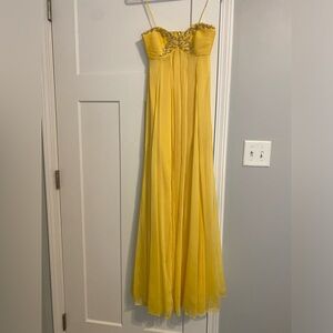 formal dress for men with black shoes Zapaka Women Simple Lemon Yellow Wedding Party Guest Dress with Ruffles A Line Pleated Maxi Bridesmaid Dress, Lemon Yellow / US8